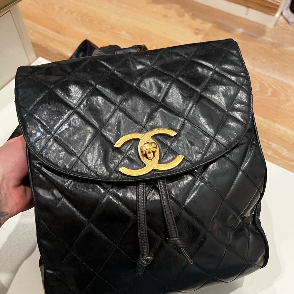 Chanel Black Quilted Backpack